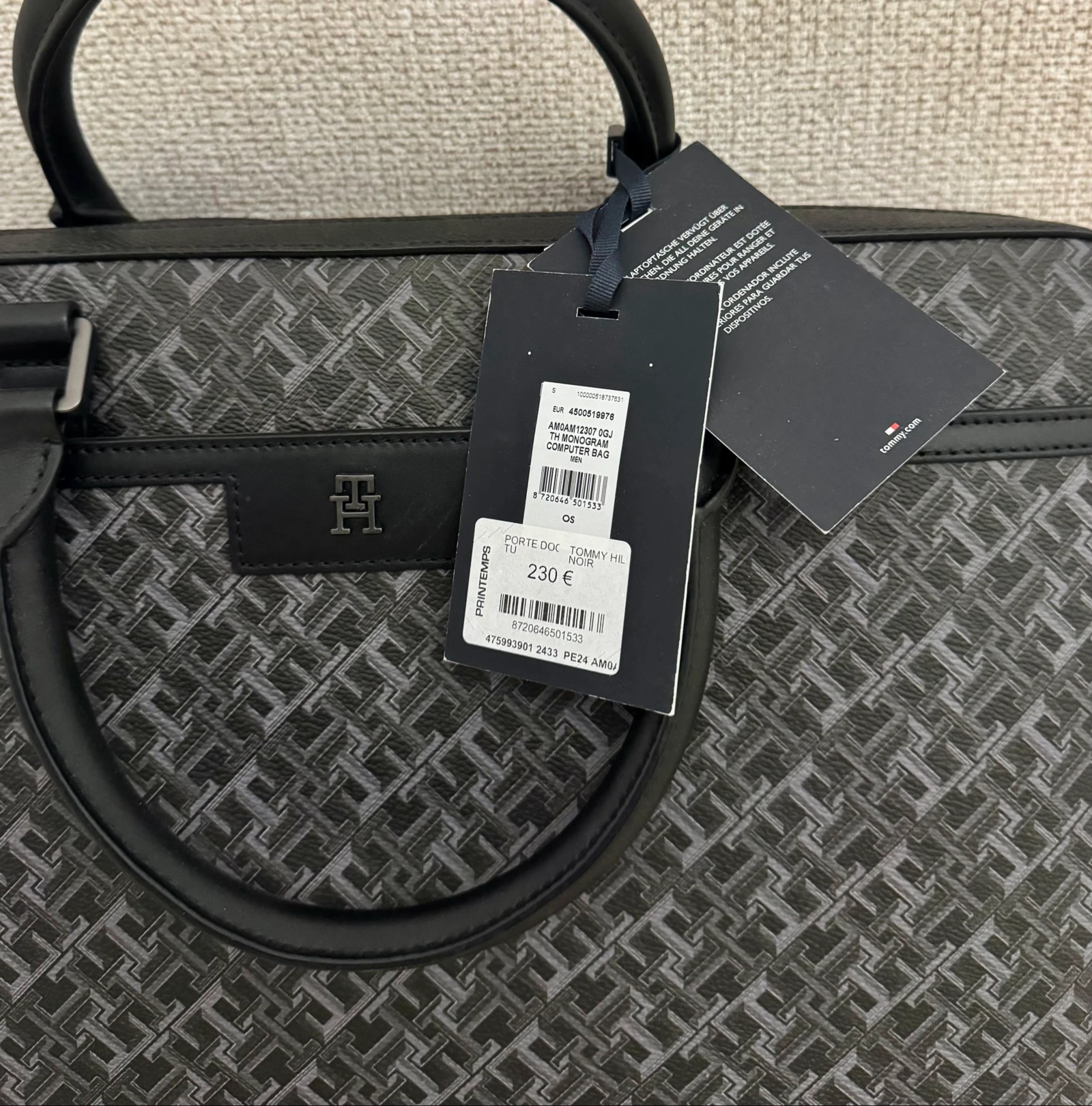 Authentieke nieuwe zwarte Tommy Hilfiger Th Monogram laptops tas – photo 5